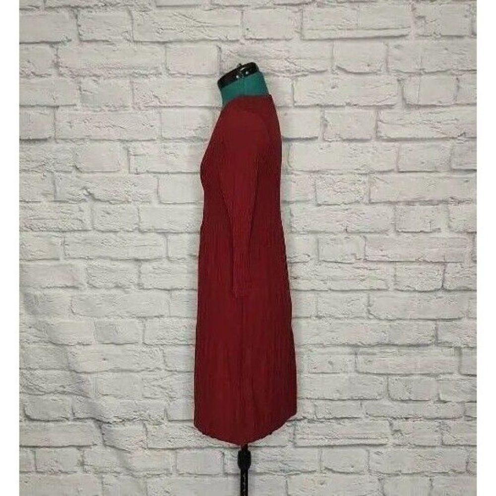 *EILEEN Fisher Womens Sweater Dress Red Pleated Scoop Neck Long Sleeve Knit S - Picture 2 of 5